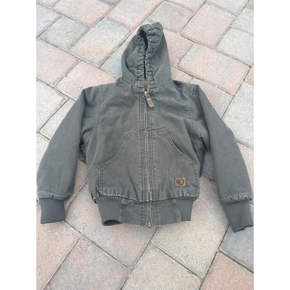 Berne Coat Quilted Lined Jacket Canvas Green M Youth XS (2-4) Farm Cabin Camping